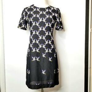 ELEVEN PARIS TEAGLE Eagle Bird Print Knee Length Cut Out Back Casual Dress, S